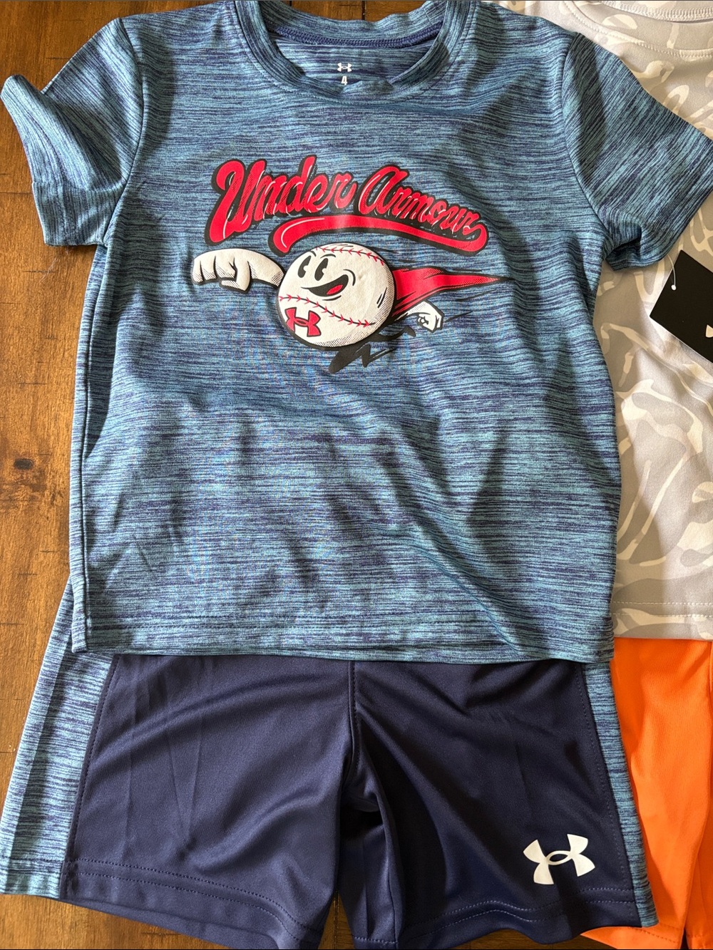 Under Armour Adidas Kids Boys set bundle 3 tshirts shorts athletic size 4 NWT - Picture 2 of 5